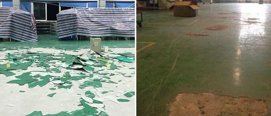 地坪脫落,劃痕、起殼 地坪脫落,劃痕、起殼